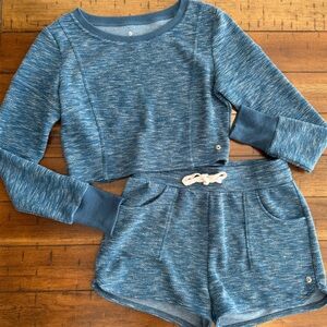 BuffBunny Blue Cropped Sweatshirt and Shorts Set